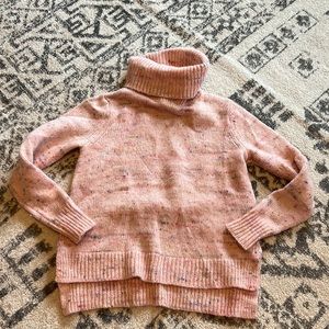 Banana Republic Pink Multicolor Weave Italian Wool Turtleneck Sweater Sz Small